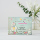 Schattigee Llama/Bloemen Baby shower Uitnodiging (Staand voorkant)