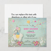 Schattigee Llama/Bloemen Baby shower Uitnodiging (Voorkant / Achterkant)