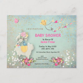 Schattigee Llama/Bloemen Baby shower Uitnodiging