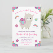 Schattigee Llama Bloemen Verjaardagsuitnodiging Kaart (Staand voorkant)