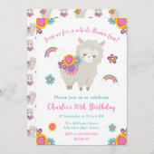 Schattigee Llama Bloemen Verjaardagsuitnodiging Kaart (Voorkant / Achterkant)