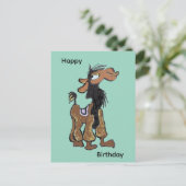 Schattigee Llama Cartoon Happy Birthday Briefkaart (Staand voorkant)