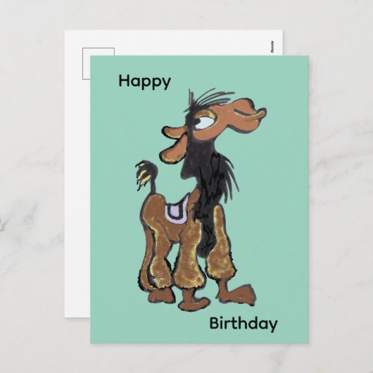 Schattigee Llama Cartoon Happy Birthday Briefkaart (Voorkant / Achterkant)