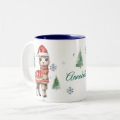 Schattigee Llama Custom Christmas Tweekleurige Koffiemok (Voorkant links)