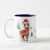 Schattigee Llama Custom Christmas Tweekleurige Koffiemok (Links)