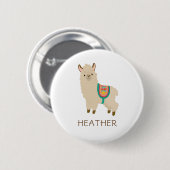 Schattigee Llama Custom Kinder Naam Pin Ronde Button 5,7 Cm (Voorkant /achterkant)