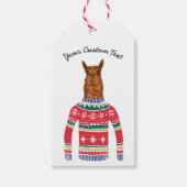Schattigee Llama Dragen Grappig Lelijk Kerst Sweat Cadeaulabel (Voorkant)