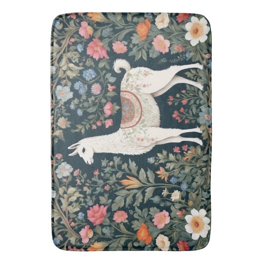 Schattigee Llama Elegante Bloemen Badmat (Voorkant Verticaal)