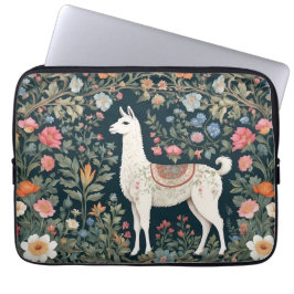 Schattigee Llama Elegante Bloemen Laptop Sleeve