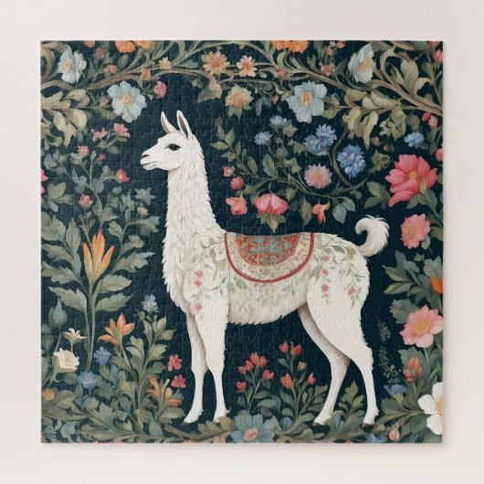 Schattigee Llama Elegante Bloemen Legpuzzel (Verticaal)