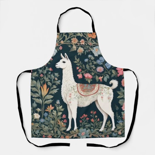 Schattigee Llama Elegante Bloemen Schort (Voorkant)