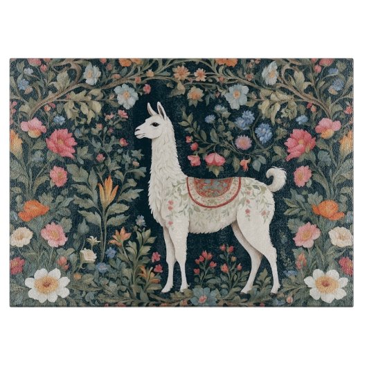 Schattigee Llama Elegante Bloemen Snijplank (Voorkant)