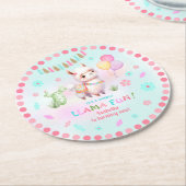 Schattigee Llama Fun Cactus Kleurrijke Meisje Verj Ronde Kartonnen Onderzetter (Gebogen)