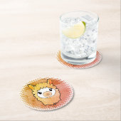 Schattigee Llama Gezicht  Print Tekening Ronde Kartonnen Onderzetter (Insitu)