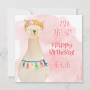 Schattigee Llama Girly Pink gepersonaliseerde verj Kaart