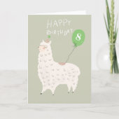 Schattigee Llama Happy Birthday Kaart (Voorkant)