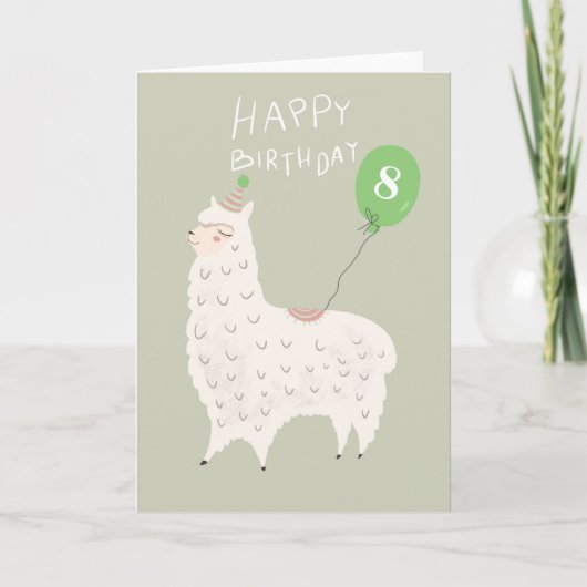 Schattigee Llama Happy Birthday Kaart (Voorkant)