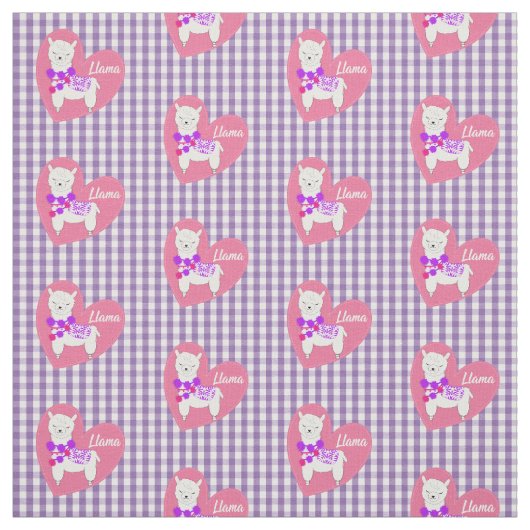 Schattigee Llama Hart Gingham Plaid Roze Paarse Wi Stof (Swatch)