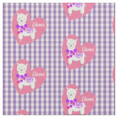 Schattigee Llama Hart Gingham Plaid Roze Paarse Wi Stof (Close Up)