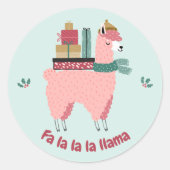 Schattigee Llama Holiday Sticker - fa la la llama! (Voorkant)