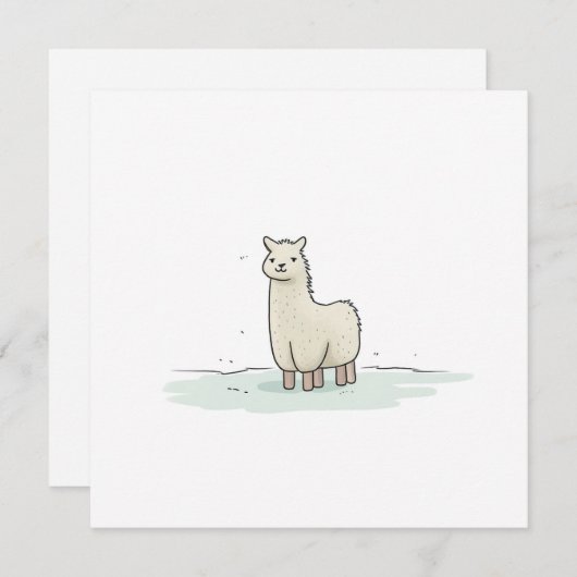 Schattigee Llama Illustratie - Schattige en rustig Feestdagenkaart (Voorkant / Achterkant)
