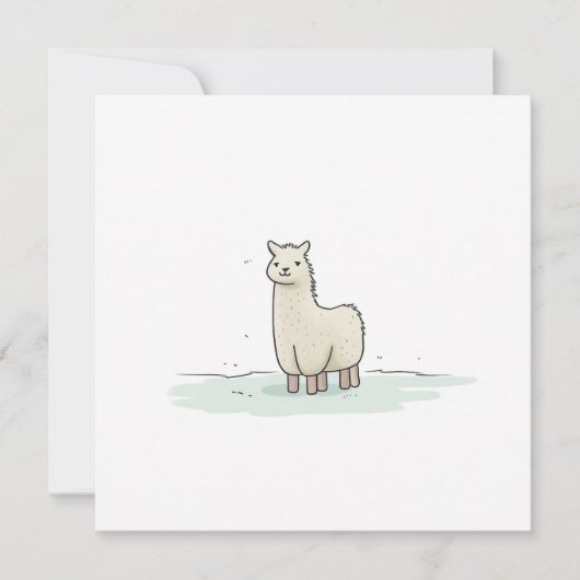 Schattigee Llama Illustratie - Schattige en rustig Feestdagenkaart (Voorkant)