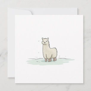 Schattigee Llama Illustratie - Schattige en rustig Feestdagenkaart