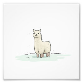 Schattigee Llama Illustratie - Schattige en rustig Foto Afdruk