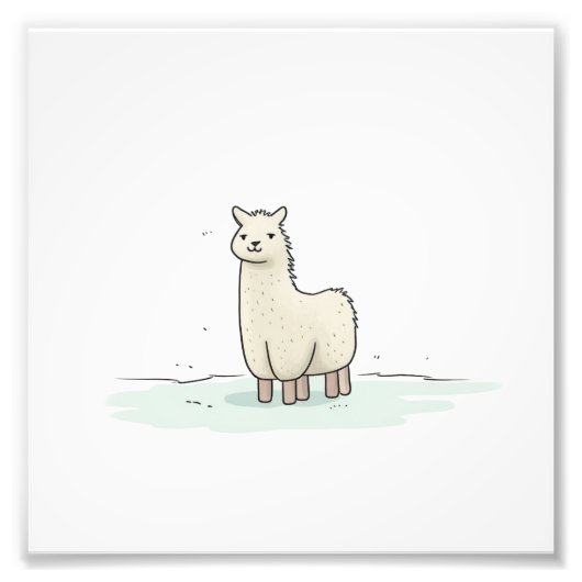 Schattigee Llama Illustratie - Schattige en rustig Foto Afdruk (Voorkant)
