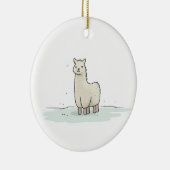 Schattigee Llama Illustratie - Schattige en rustig Keramisch Ornament (Rechts)