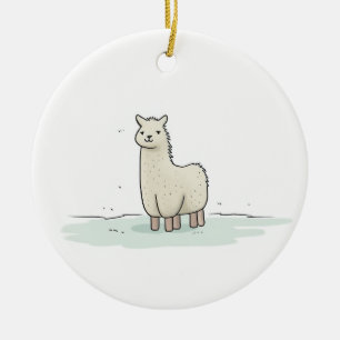 Schattigee Llama Illustratie - Schattige en rustig Keramisch Ornament