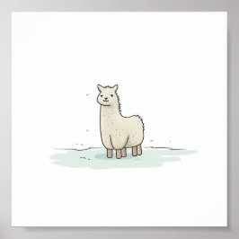 Schattigee Llama Illustratie - Schattige en rustig Poster