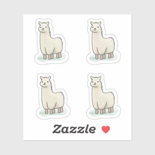 Schattigee Llama Illustratie - Schattige en rustig Sticker (Vel)