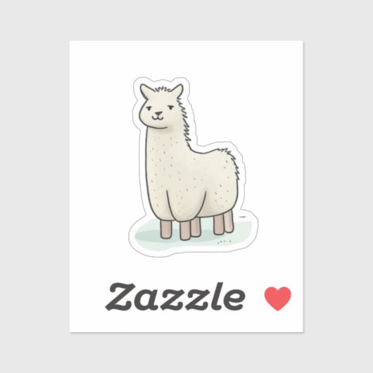 Schattigee Llama Illustratie - Schattige en rustig Sticker (Vel)
