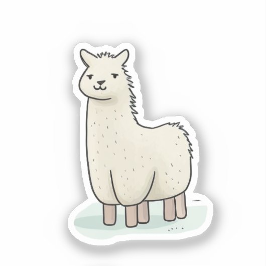 Schattigee Llama Illustratie - Schattige en rustig Sticker (Voorkant)