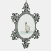 Schattigee Llama Illustratie - Schattige en rustig Tin Sneeuwvlok Ornament (Links)
