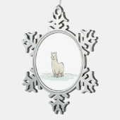 Schattigee Llama Illustratie - Schattige en rustig Tin Sneeuwvlok Ornament (Rechts)