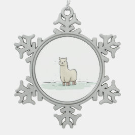 Schattigee Llama Illustratie - Schattige en rustig Tin Sneeuwvlok Ornament