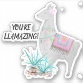 Schattigee Llama Je bent Llamazing Vinyl Sticker (Voorkant)