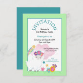 Schattigee Llama Jonge Kind Verjaardagsfeest Bleek Kaart (Voorkant / Achterkant)