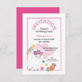 Schattigee Llama Jonge Kind Verjaardagsfeest Roze Kaart (Voorkant / Achterkant)