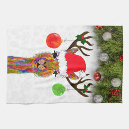 Schattigee Llama Kerst Keukenhanddoek