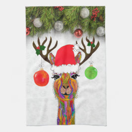 Schattigee Llama Kerst Keukenhanddoek