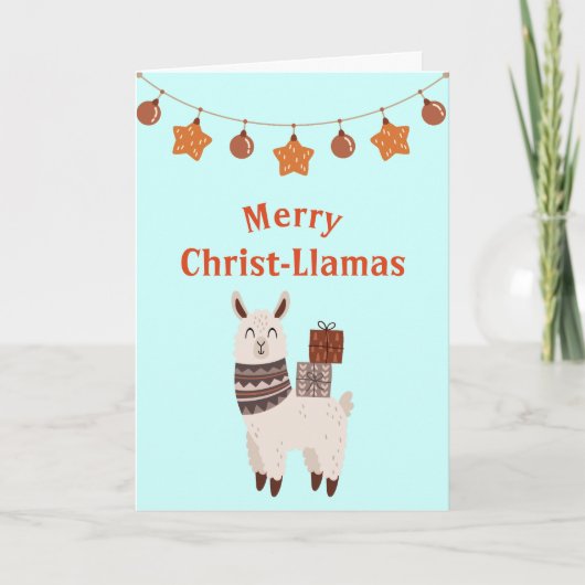 Schattigee Llama Kerst Vakantie Kaart (Voorkant)