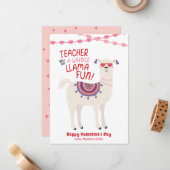 Schattigee Llama Leraar Valentijnsdag Kaart Notitiekaartje (Voorkant / Achterkant in situ)