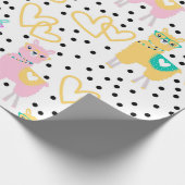 Schattigee Llama Leuk Kleurrijk Blauwgroen Roze Ha Cadeaupapier (Hoek)