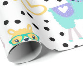 Schattigee Llama Leuk Kleurrijk Blauwgroen Roze Ha Cadeaupapier (Rol Hoek)