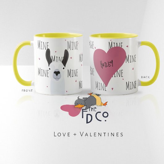 Schattigee Llama Llove "Mine" Coffee Fiend geheelo Mok