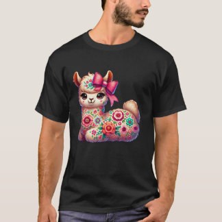 Schattigee Llama Lover Vrouwen Kinder Meisjes Bloe T-shirt