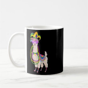 Schattigee Llama Mardi Gras Kralen Masker Carnaval Koffiemok